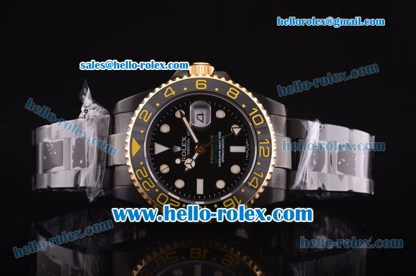 Rolex GMT-Master II Prohunter Edition Rolex 3186 Automatic Movement PVD Case and Strap with Gold Bezel - Click Image to Close